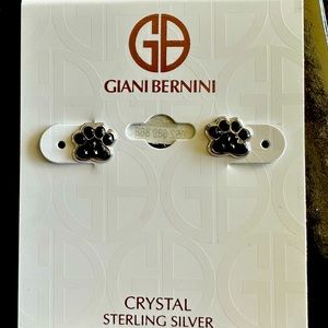 Gianni Bernini black crystal silver doggie earrings